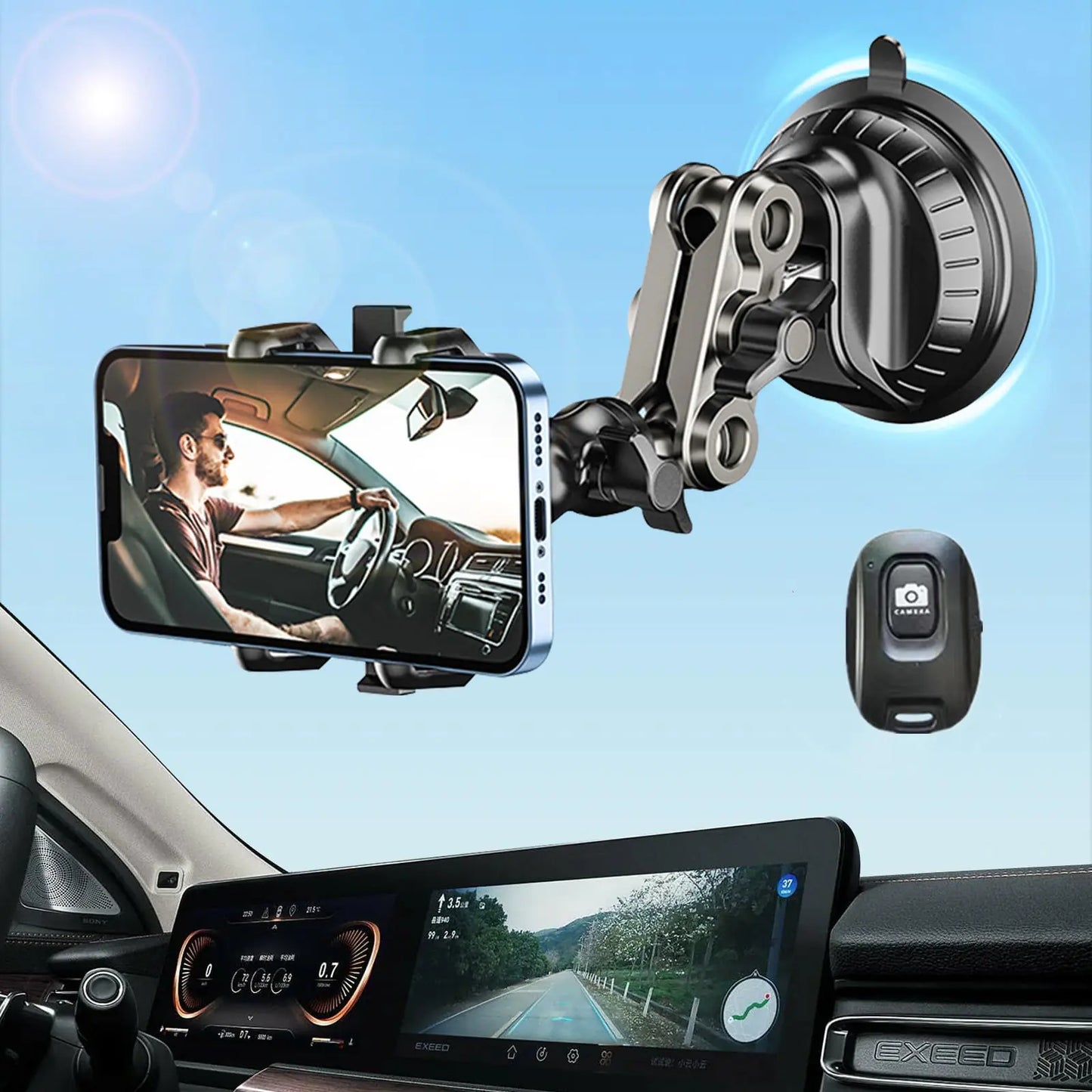 StreamPro Car Phone Mount 360° Rotating Arm
