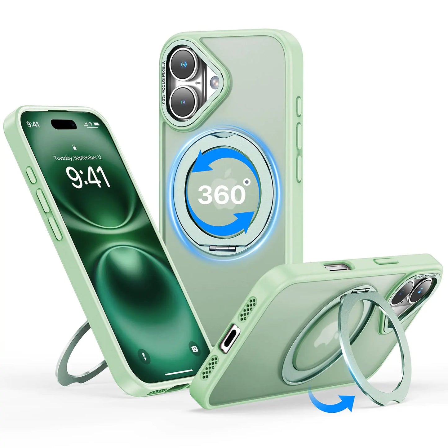 QTlier iPhone 14 360° Rotatable Ring Stand MagSafe Case