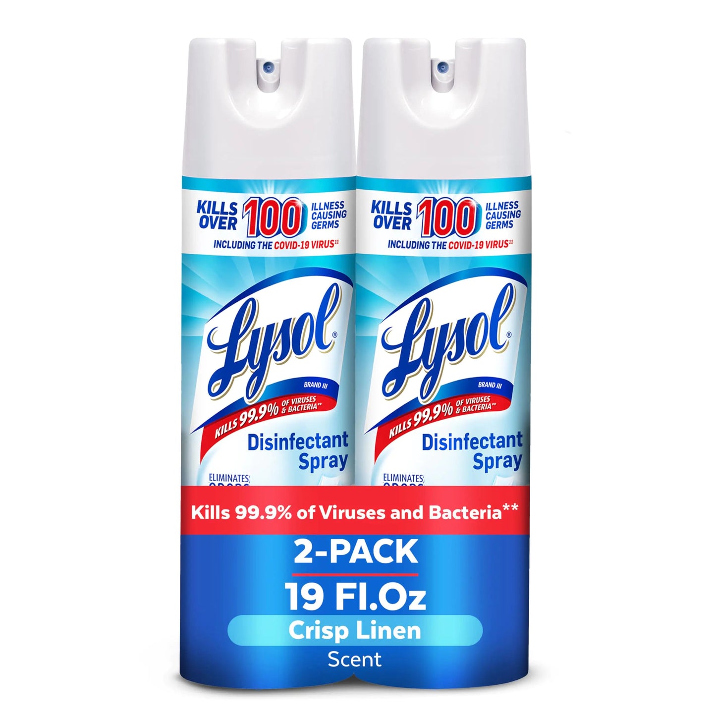 Lysol Multi-Surface Disinfectant Spray - Crisp Linen Scent, 19oz, Pack of 2