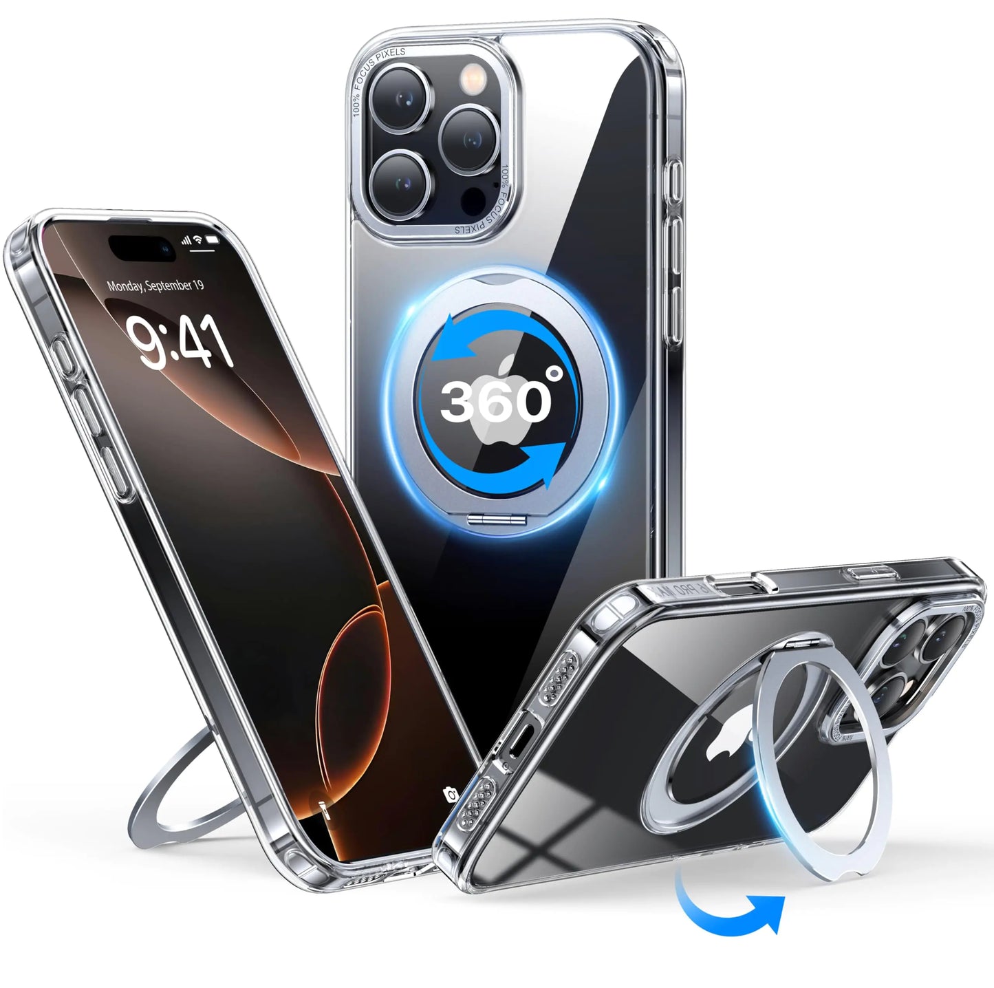 QTlier iPhone 14 360° Rotatable Ring Stand MagSafe Case