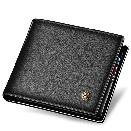 LAORENTOU Genuine Leather Slim Men's Wallet with Coin Zipper