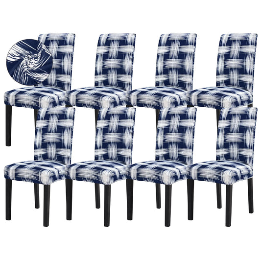 StripeDelight Spandex Dining Chair Covers - Set of 8