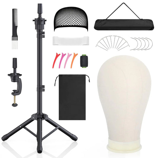 Wig Stand with Head Height Adjustable Wig Stand Wig Head Stand with Mannequin Head with Extra Wig head Clamp Stand