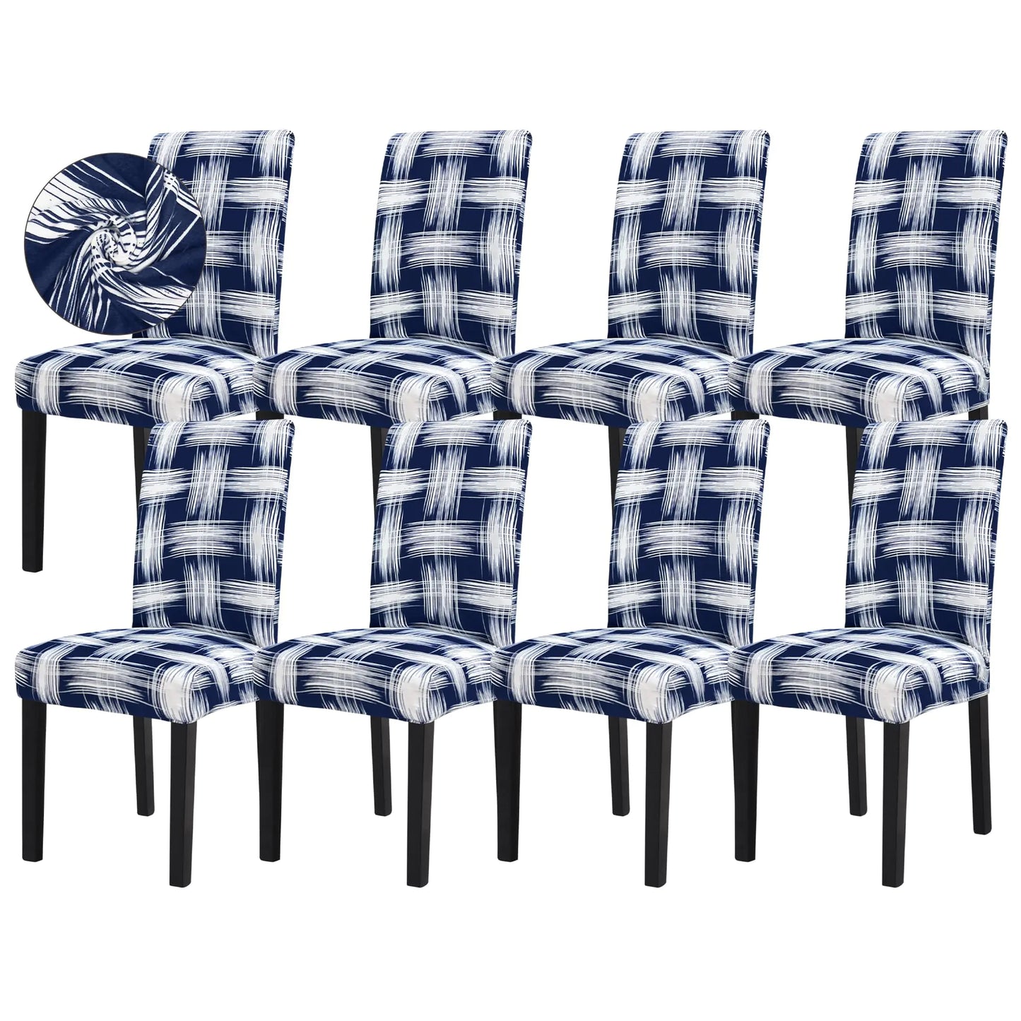 StripeDelight Spandex Dining Chair Covers - Set of 8