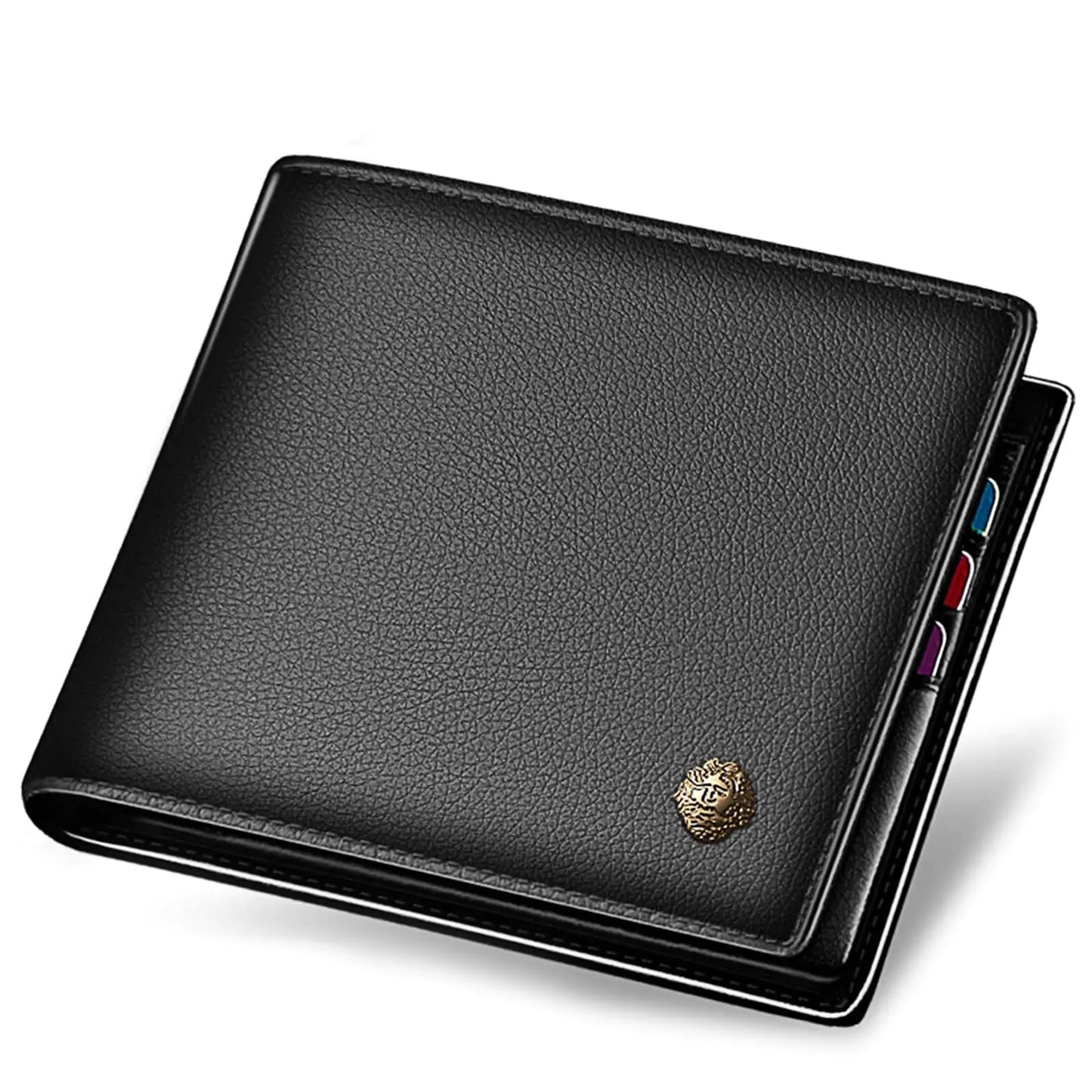 LAORENTOU Genuine Leather Slim Men's Wallet with Coin Zipper