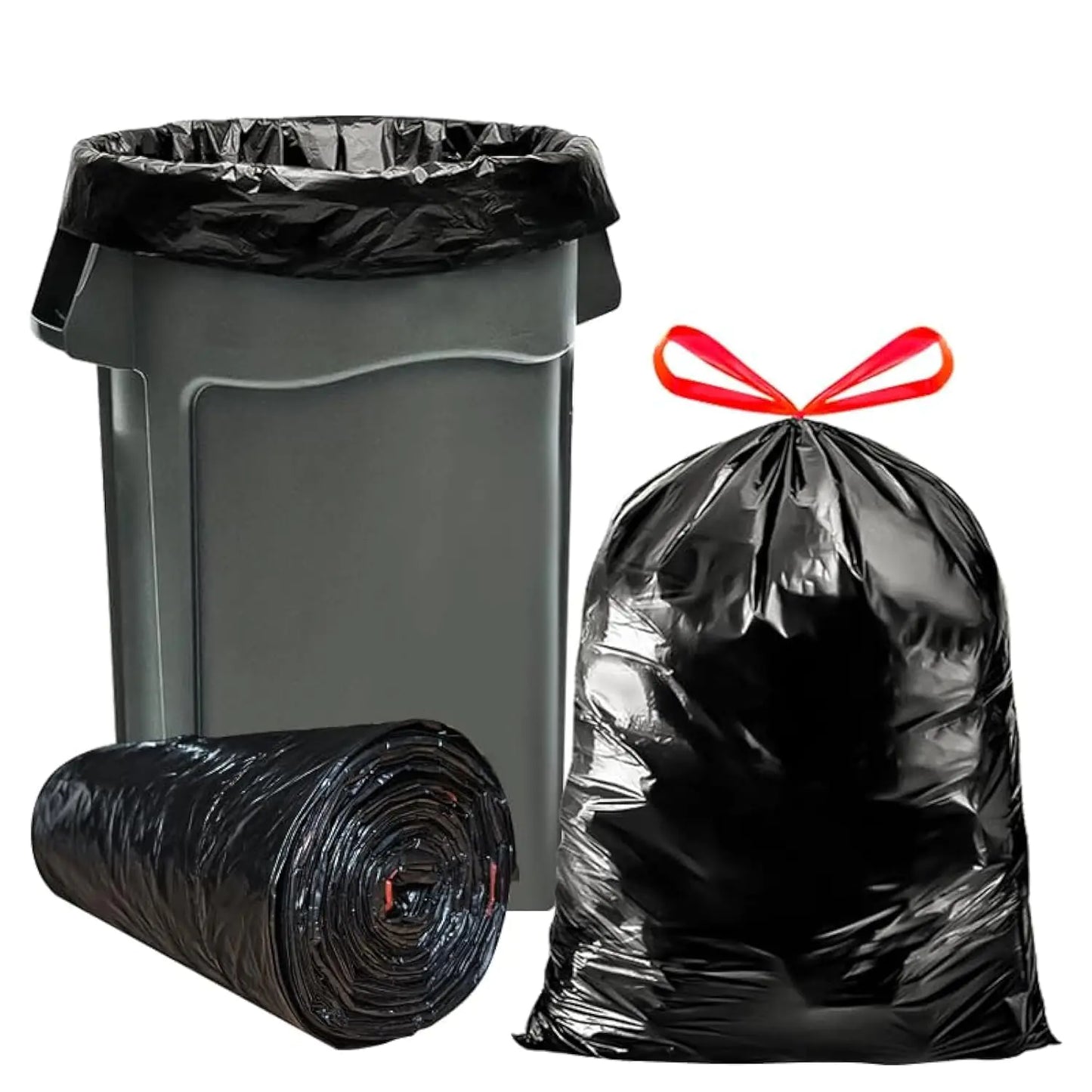 NEUEFAMI 33 Gallon Black Trash Bags, 50-Pack